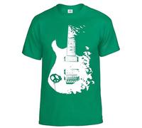 Band - Guitar Cotton Men's T Shirt/Rock/Metal/Peace/Music/Crow/Goth/Tattoo/Tee/Gift/Top(Irish Green,L)