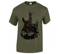 Band - Guitar Cotton Men's T Shirt/Rock/Metal/Peace/Music/Crow/Goth/Tattoo/Tee/Gift/Top(Olive,3XL)