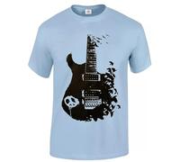 Band - Guitar Cotton Men's T Shirt/Rock/Metal/Peace/Music/Crow/Goth/Tattoo/Tee/Gift/Top(Sky Blue,XL)