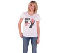 Band Monkey Green Day Ladies T-Shirt American Idiot White (Large)