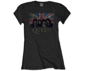 Band Monkey Queen Ladies T-Shirt Union Jack Vintage (Retail Pack)