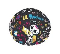 Band of Mariachi Skeletons Shower Cap for Women,Double WaterproofBathing Shower Hat Large Designed for all Hair