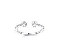Band Ring, Marriage Ring Stackable Open Design with Round Lab Diamond White Gold Platinum Size N 1/2