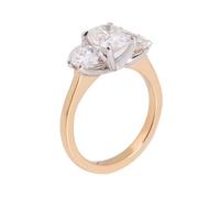 Band Ring, Simple Rings for Women 9K Yellow Gold with 3Pcs Oval Moissanite 2Ct Size M 1/2