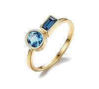 Band Ring, Wedding Ring Sets with Rectangle Topaz 9K Yellow Gold Size N 1/2 Jewelry Sets for Women