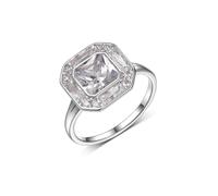 Band Rings for Women, The Wedding Band Square with Square Shape 2ct Moissanite 14K White Gold Size O 1/2