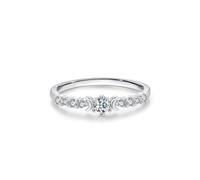 Band Rings for Women, Wedding Bands for Her Simple Moon Design with 0.25ct Round Moissanite 14K White Gold Size R 1/2