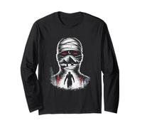 Bandaged Mummy with Pyramids and Crescent Moon Halloween Long Sleeve T-Shirt