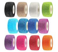 Bandages Tape - ShiningUU 12 Rolls Self-Adhesive Cohesive Bandage Wrap for Sports Injuries, Finger Wrist Support, Dog Horse Vet Care | Elastic Adhesive Bandage with Skin-Friendly Adhesive (2.5cm*4.5m)