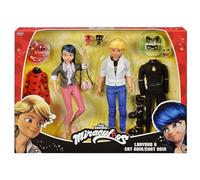 BANDAI - Miraculous - Set of 2 Marinette and Adrien dolls with 2 black cat ladybug outfits, accessories - Wonderful box 2 figures 26 cm gift idea for children - Toy for children 4 years and