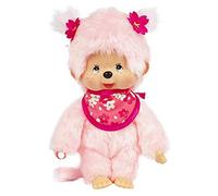 Bandai - Monchhichi - Monchhichi Pinky Sakura Pink Cherry Blossom Soft Toy - 80s Iconic Monkey Soft Toy - 20cm Soft Toy for Children and Adults - 24289