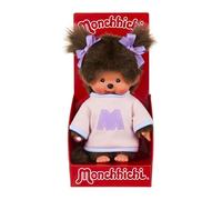 BANDAI - Monchhichi - Plush sweatshirt Monchhichi M - Iconic plush toy Monkey from the 80s Pretty soft 20cm for children and adults - Sweater with letter M - Toy for children 2 years and over
