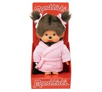 BANDAI - Monchhichi - Plush Toy Monchhichi Pink Bathrobe - Iconic Monkey Cuddly Toy of the 80s, Super Soft Cuddly Toy 20 cm for Children - Toy for Children from 2 Years - SE203802