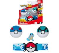 Bandai - Pokémon - Belt Clip 'N' Go - 1 Belt, 2 Poké Balls and 1 Carapuce Figure 5cm - Pokemon Trainer Fancy Dress Accessory - Carapuce Belt - Toy for Kids 4 Years and