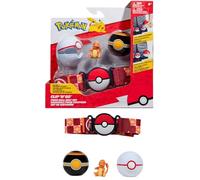 Bandai - Pokémon - Belt Clip 'N' Go - 1 Belt, 2 Poké Balls and 1 Figure Glumandche 5 cm - Accessory for Dressing up as a Pokémon Trainer - Belt Glumanda - Toy for Children from 4 Years JW3163