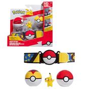 Bandai - Pokémon - Belt Clip 'N' Go Pikachu Pokémon Day - 1 Belt, 2 Poké Balls and 1 Pikachu Figure 5 cm - Trainer Dress Up Accessory - Toy for Children from 4 Years - JW3162