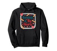 Bandaids & Big Hearts Caring Nurse Gift Pullover Hoodie, Adult Unisex, Black, XL