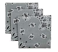 Bandana 3-Pack - Made in USA For 70 Years - Sold by Vets - 100% Cotton - Sewn Edges, Light Grey, Regular
