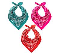 Bandana for Men & Women - Set of 3 Red, Pink, Teal - Hair Headband Cotton Tactical Travel and Sports Gear