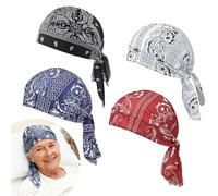 Bandana Head Scarf for Men Women - 4 Pack Soft Breathable Headwear Chemo Caps - Adjustable Paisley Skull Cap for Outdoor Sports - Cooling Sweat Wicking Helmet Liner Turban to avoid awkward situations