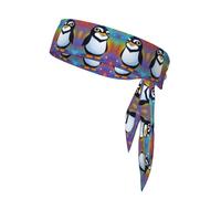 Bandana Headband for Men Women Sports Running Athletic Adjustable Non Slip Karate Headband (Animal Galaxy Penguin Art)