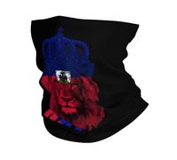 Bandana Lion Haitian Flag Headwear Windproof Neck Gaiter Warmer Tube Scarf For Hunting Jogging Running