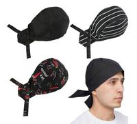 Bandana Men Women 3 Pieces Unisex Adjustable Bandana Chef Hat Breathable Chef Hat for Kitchen, Restaurant, BBQ and Party Costume