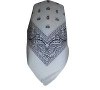 Bandana Paisley, Plain, Skull, Cannabis Leaf and more designs 55cm x 55cm 100% cotton, - Blanc noir 58, 55cm x 55cm
