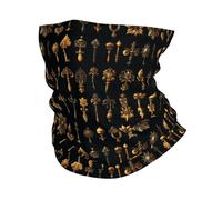 Bandana Retro Gold Key Print Balaclava Comfortable Headband Breathable Facial Shield For Traveling Running Outdoor 25X50Cm
