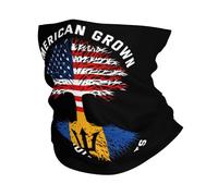 Bandana Scarf American Grown With Barbadian Roots Barbados Flag White Comfortable Half Face Mask Stretch Neck Tube Snoods For Carnival Running Youth 2 Pcs