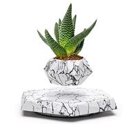 BandDlevs Floating Pots for Plants - Levitating Pot - Levitating Planter for Bonsai, Succulents, Air Plants - Floating Magnetic Display for Home Office Desks -Magnetic Levitation Plant Holder (Marble)