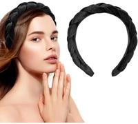 Bande de cheveux tressée, large conception plissée, bord rugueux, antidérapant couleur unie style rétro accessoires