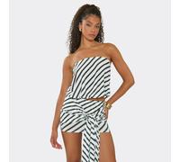 Bandeau Blouson Top In Multi Stripe, Women's Size UK 6