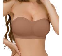 Bandeau Bra Women Add Padded Seamless Push Up Non Wired UK Support Lift Full Coverage Backless Tops Large Bust Everyday Plus Size Bigger Breasts Comfortable Soft Built in Casual Bras