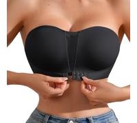 Bandeau Bra Women Push Up Seamless Padded Plus Size Backless Low Back UK Large Sagging Breasts Bust Front Fastening Sports Bras Ladies Non Wired Soft Support Lift Wireless Bigger Bra