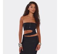 Bandeau Cut Out Detail Crop Top In Black, Women's Size UK 14