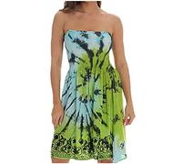 Bandeau Dress for Women UK Petite Elegant Strapless Summer Dresses Beach Cover up and Kaftans Ladies Sleeveless Sundress Ethnic Bohemian Cold Shoulder Floral Wedding Guest Boobtube Mini Dress