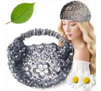 Bandeau en dentelle pour femme Bandeau élastique large en dentelle florale et perles Accessoire de coiffure élégant Accessoirecoiffure de luxe élastique large