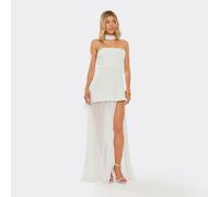 Bandeau Scarf Contrast Skirt Detail Maxi Dress In White, Women's Size UK Large L