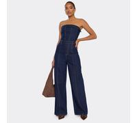 Bandeau Seam Detail Jumpsuit In Indigo Blue Denim, Women's Size UK 6