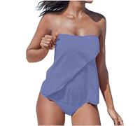 Bandeau Tankini for Women with Shorts UK Sale Two Piece Strapless Swimsuits Tummy Control Swimwear Plain Swim Briefs High Waist Trunks Beach Bathing Suit Tankinis Sets Swimming Costume Ladies