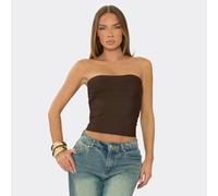 Bandeau Zip Up Back Top In Chocolate Brown Bandage, Women's Size UK 12