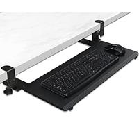 Bandeja para teclado con abrazadera ergonómica deslizante para teclado y ratón para debajo del escritorio cajón retráctil fácil de montar sin necesidad de herramientas o tornillos (carbón ne