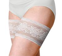 Bandelettes Original Anti-Chafing Thigh Bands - Patented Elastic Design - Comfortable, Non-Slip, and Skin-Friendly - Size F (3X-Large), White Peony