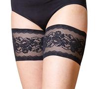 Bandelettes Original Patented Elastic Anti-Chafing Thigh Bands *Prevent Thigh Chafing* - Black Peony, Size Small (A 53-57 cm)