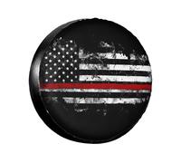 Bandera De Estados Unidos Con La Delgada Línea Roja Funda Para Neumático Antipolvo Funda Para Neumáticos De Repuesto Weatherproof Neumático Repuesto Cubierta Para Travel Camión