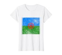 Bandera Gitana Heart Flag - International Romani Gypsy Flag Value Graphic T-Shirt, Women, White, L