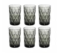 Bandesun Drinking Glass set of 6 Diamond Pattern Kitchen Glassware Tumbler（12 OZ Gray），for Water，Cocktail，Milk，Juice and Beverage.