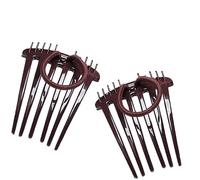 Bandette Comb - Bandette Comb With Elastic Band, Ponytail Holder Hair Comb,Ponytail Bump it UP Volume Inserts Combs Fluffy Hair Comb Hair Styling Tool with Elastic Rubber Band (Khaki-2 Pcs)