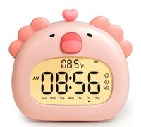 BANDIANCY Axolotl Alarm Clock with Night Light for Kids, Cute Digital Clock, 3 Alarms, Snooze, Temperature & Day Display, USB Rechargeable Bedside Lamp & Decor Gift for Girls, Boys, Science Lovers